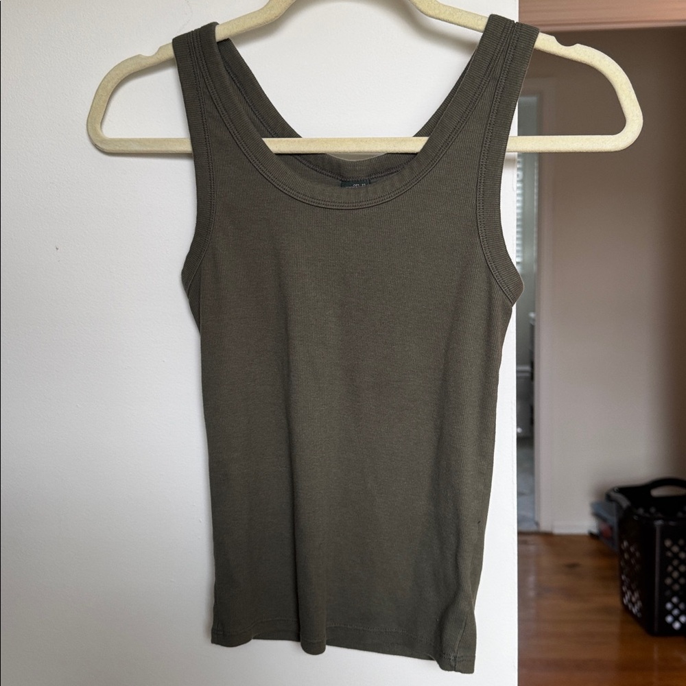 wild fable Olive Ribbed Scoop Neck Tank
